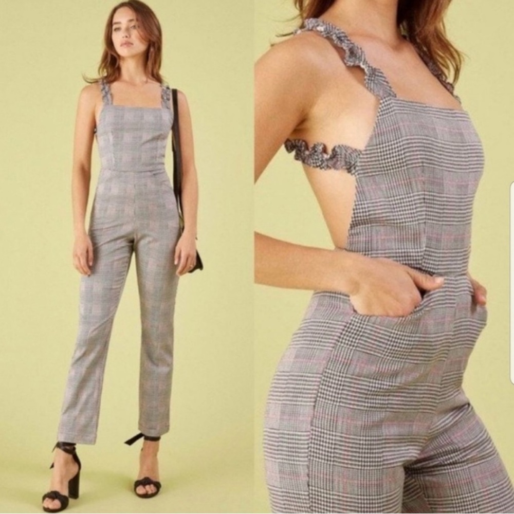 Reformation‎ Oakland Jumpsuit Plaid Sz 2 Ankle Houndstooth